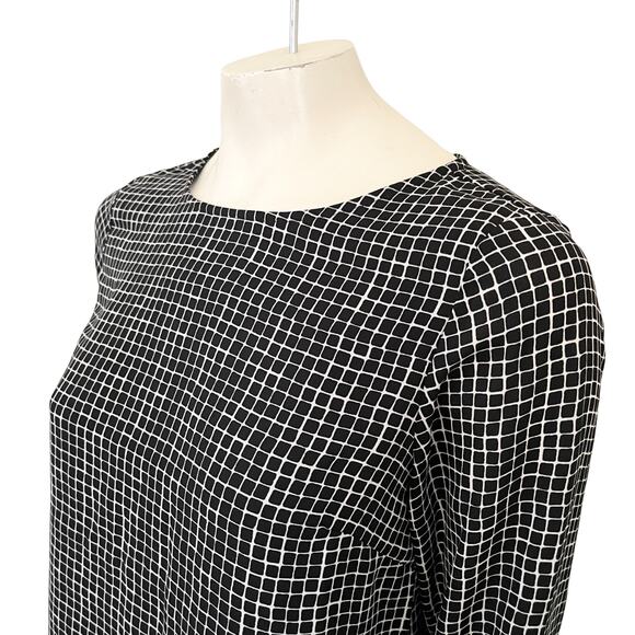 THE LIMITED Crosshatch Print Layered Tunic Blouse in Black White SZ S - Picture 2 of 11